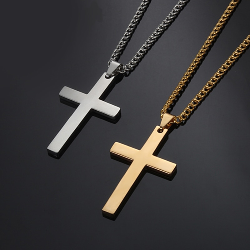 Smycken på hals kedjor halsband hängen mens rostfritt stål jesus kors hip hop kors halsband manliga tillbehör