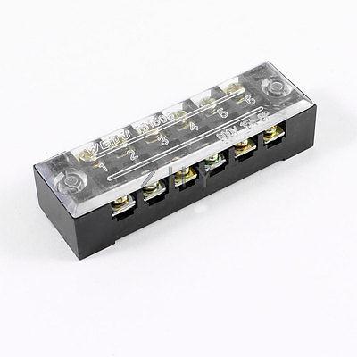600V 15A Dual Rows 6P 6 Positions Covered Barrier Screw Terminal Block