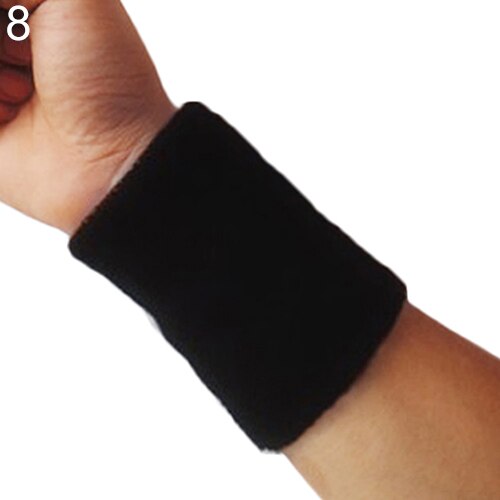 1PC Sports Wrist Band Sweatband Tennis Squash Badminton Wrist Support Brace Wraps Guards Gym Basketball Wristband: Black