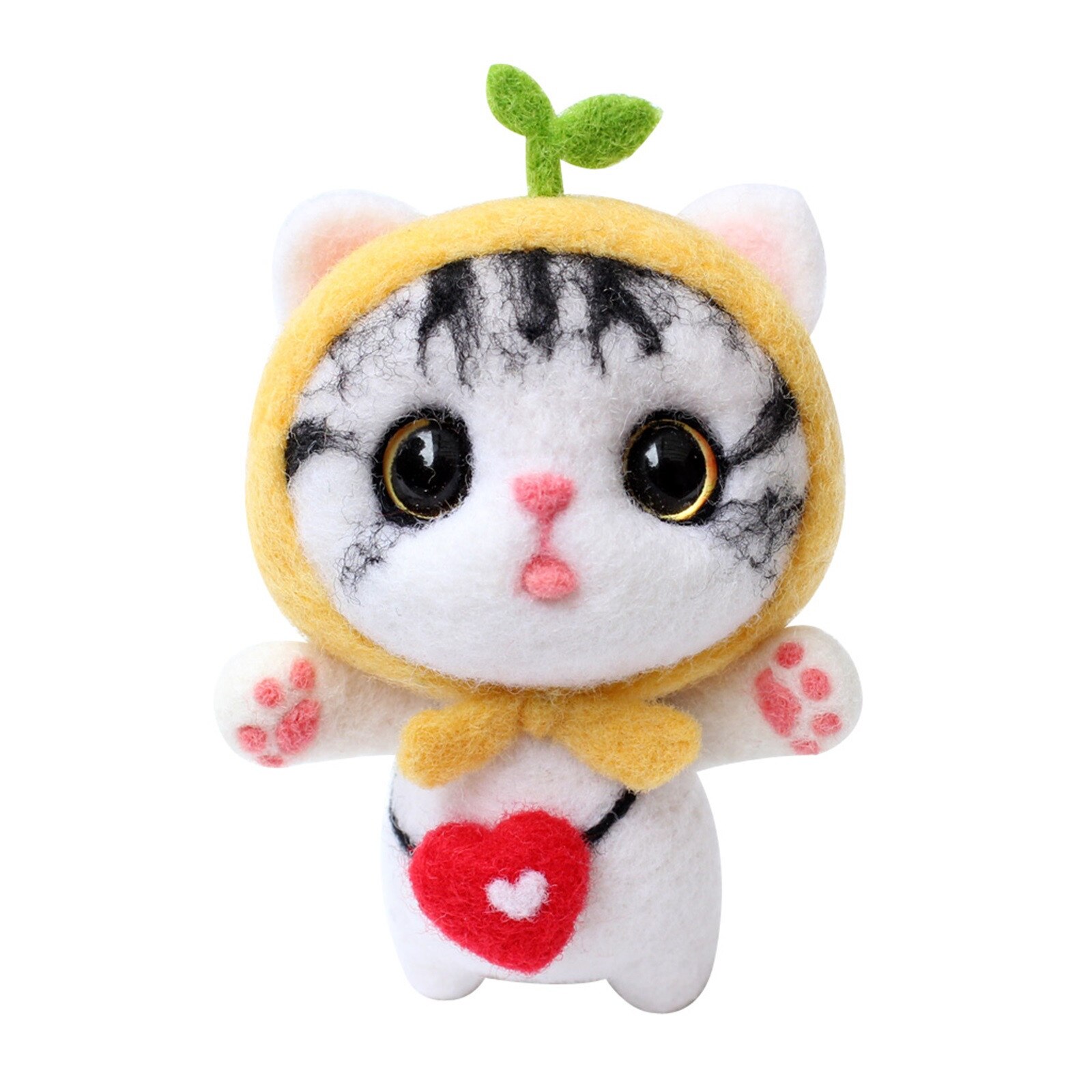 Cute Cat Pattern Handmade DIY Poke Wool Felts Material Production Package Felt Craft Poked Kitting Non-Finished DIY F: D
