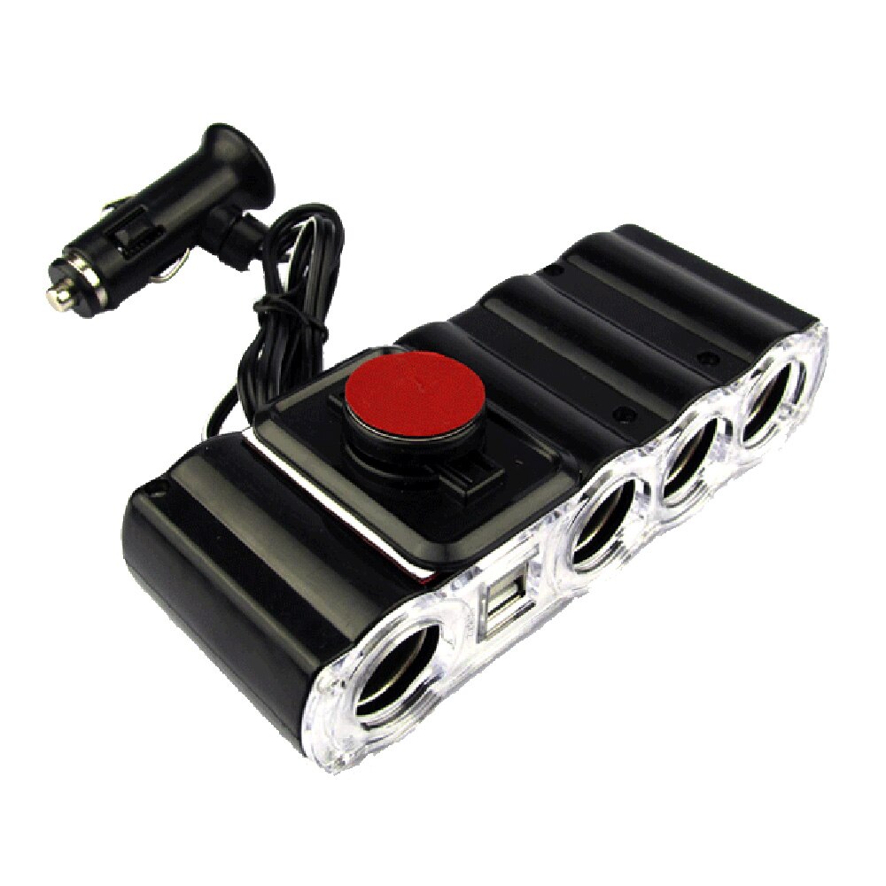 4 Way Sigarettenaansteker Splitter W/2 Usb-poort Adapter Oplader Dc 12V Auto Sigarettenaansteker met Dual Usb