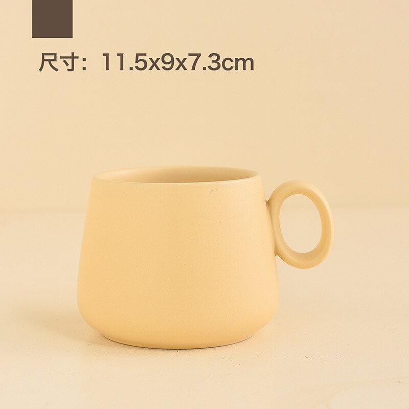 Styrke porcelæn kaffe krus pastel farve sød te tumbler cup cafe kopper tekop tazas de ceramica kreativer: Gul