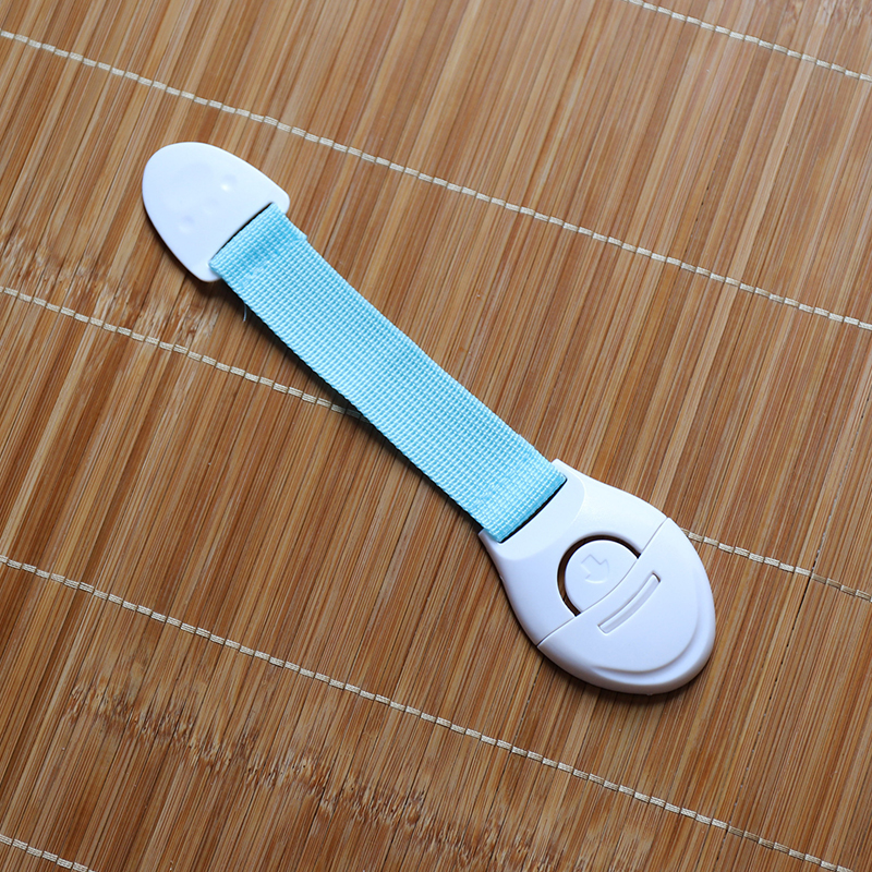 Cerradura de cinturón de tela segura para niños, protección para bebés, cierre de puerta de cajón, armario, armario, refrigerador, suministros de protección de seguridad: Azul cielo