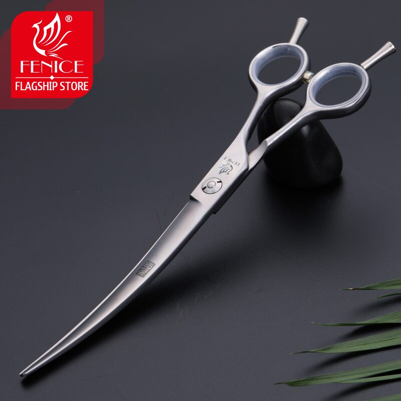 Fenice pet dog grooming scissors curved shears 7.5 inch silver stainless steel curved scissors