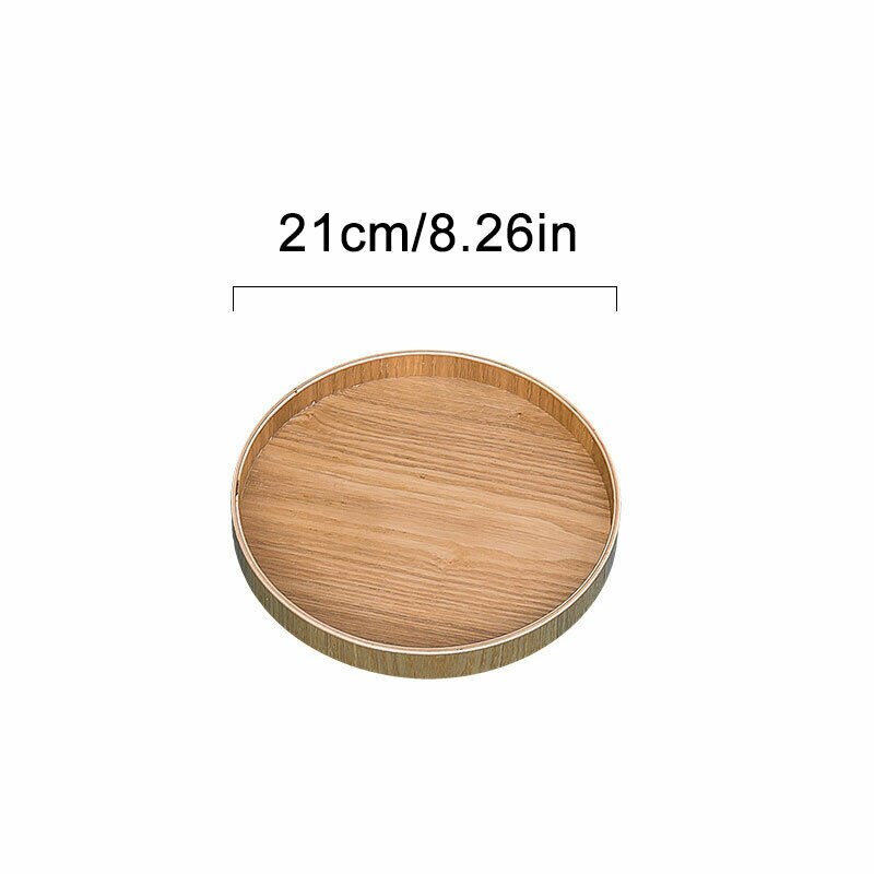 Wooden Round Serving Tray Wood Plate Tea Food Dishe Drink Platter Food Server Plate Dinner Beef Steak Fruit Snack Dessert Tray: 21cm