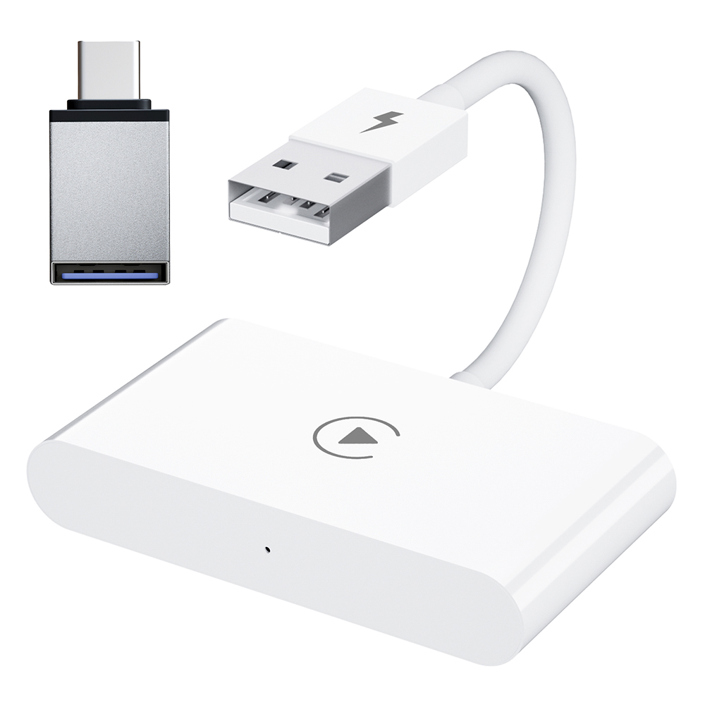 Trådløs biladapter, apple trådløs carplay-dongle, plug play wifi online oppdatering trådløs carplay-adapter for iphone: Hvit
