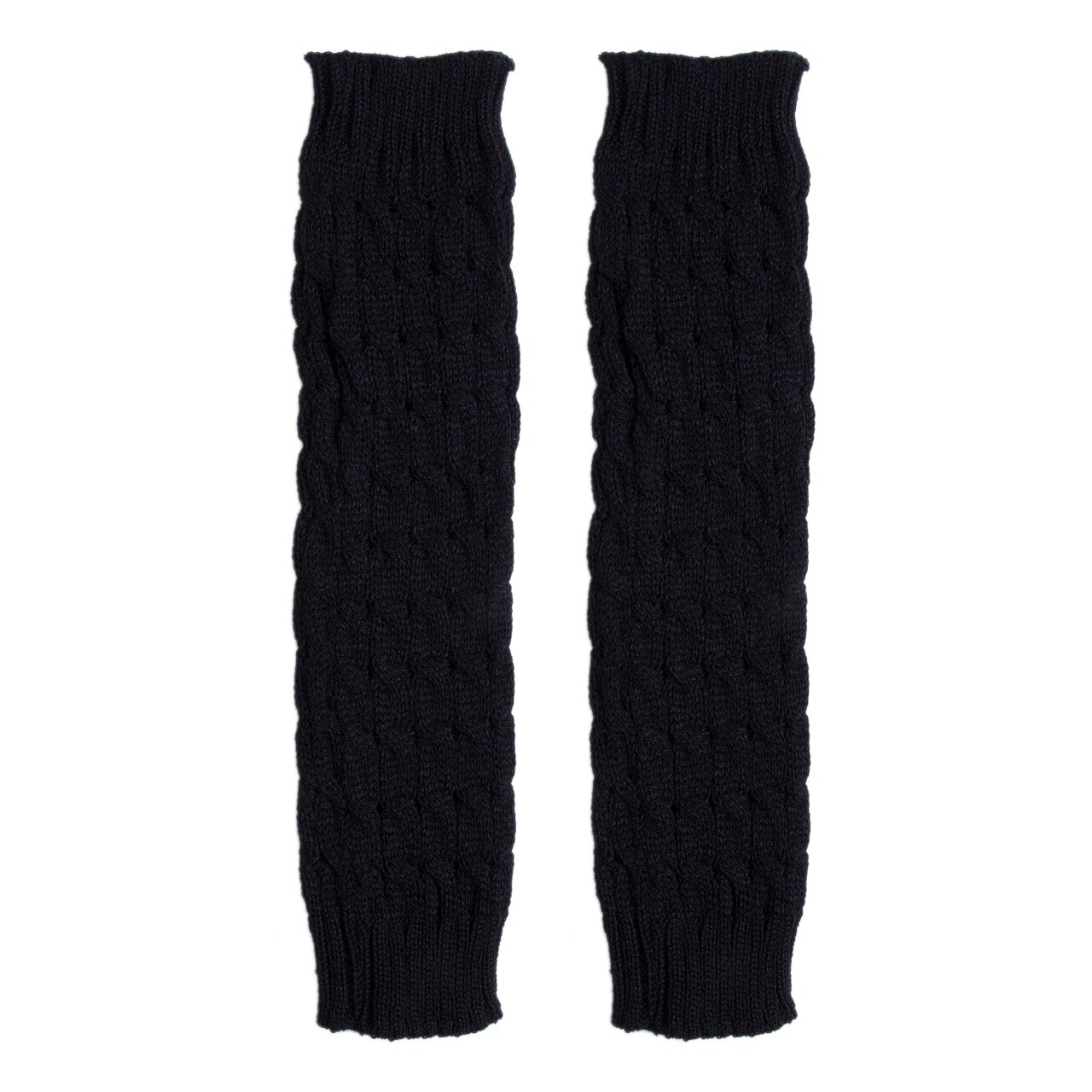 Winter Warm Leg Warmers Women Knee High Sock Knitted Solid Crochet Leg Warmer Socks Warm Boot Cuffs Beenwarmers Socks: Black