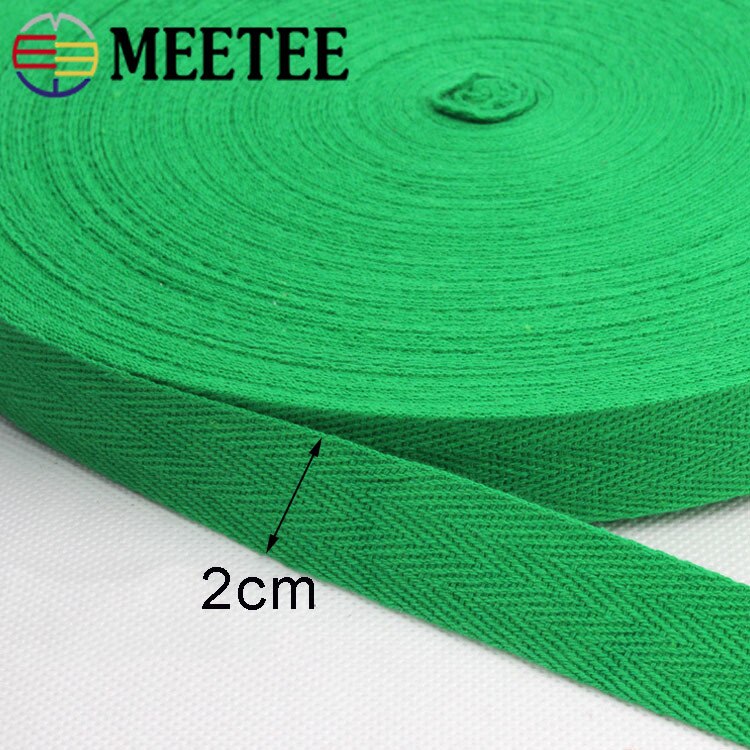45M Meetee 2cm Herringbone Pattern Cotton Webbing Tape High Tenacity Bag Lable Ribbons Sewing Tapes Bias Binding DIY Accessories