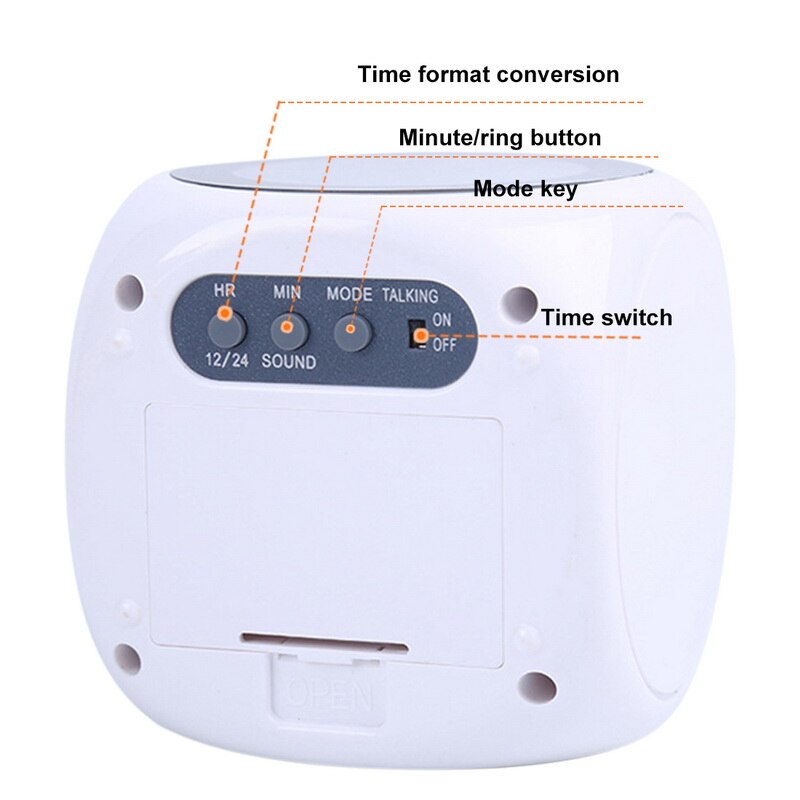 Attention Projection Digital Weather LCD Snooze Clock Bell Alarm Display Backlight LED Projector Home Clock Timer