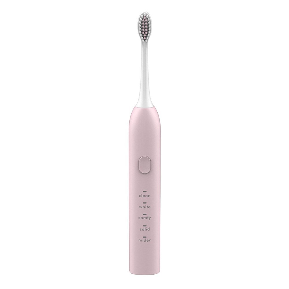 5 Modes Waterproof Electric Toothbrush USB Rechargeable Sonic Tooth Brushes Intelligent Waterproof Automatic Tooth Cleaning: Pink