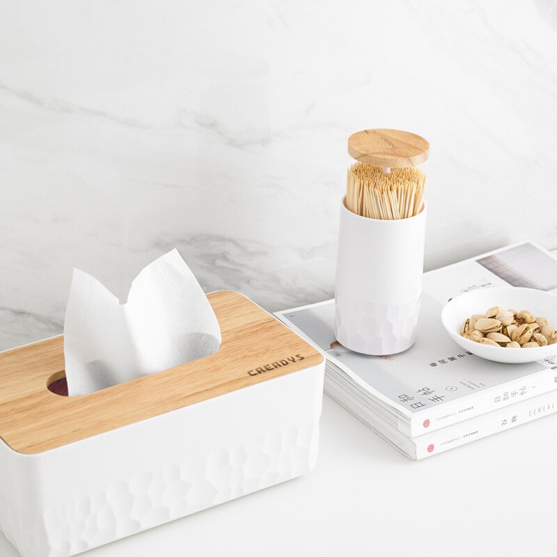 Toothpick Box Cotton Swabs Holder Tooth Pick Automatic Dispenser Press Can Living Room Table Accessories Cotton Bud Container