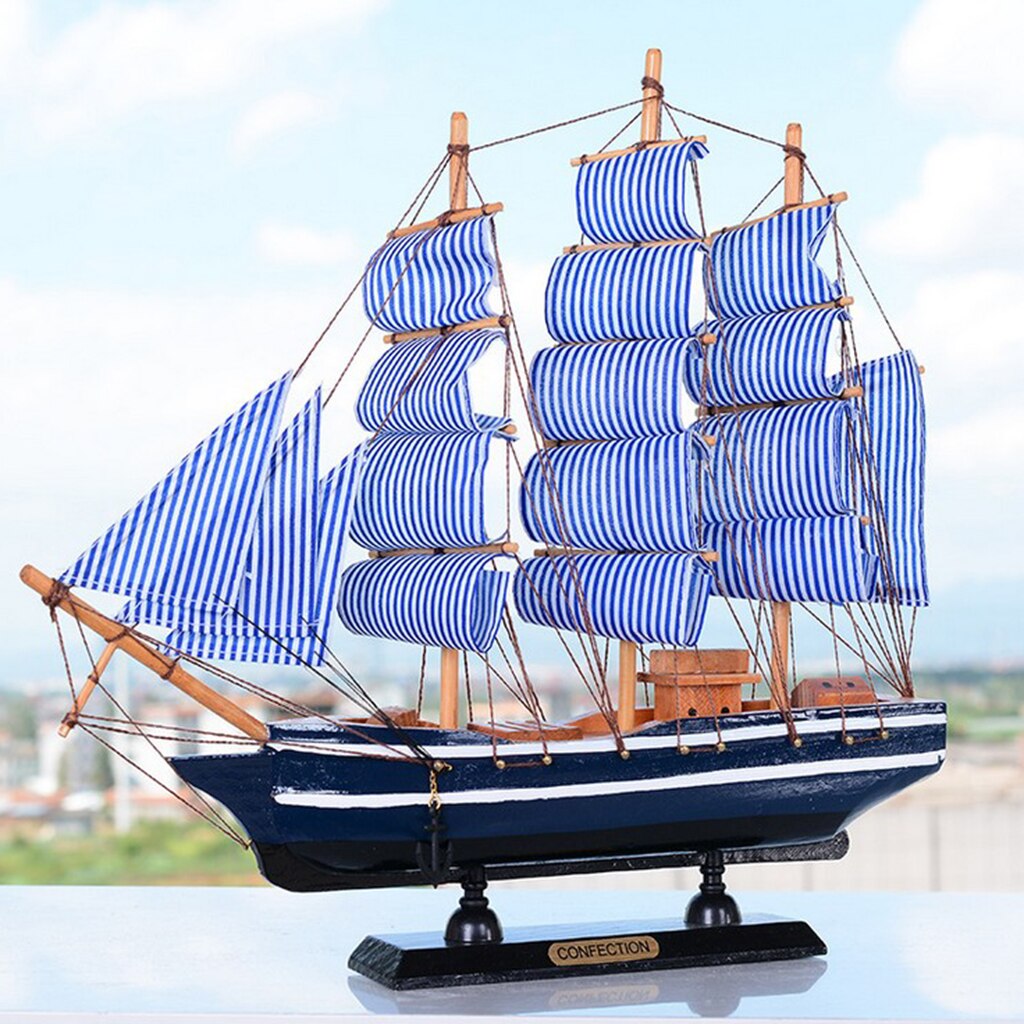 Mediterranean Pirate Ship Sailboat Wood Model Decorative Nautical Decor