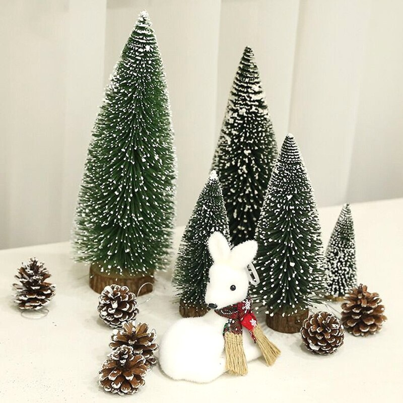10/15/20/25/30Cm Mini Kerstboom Stok Witte Ceder Tafelblad Versiering Kleine kerstboom Kerst Decoratie Voor Thuis
