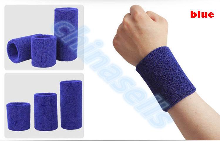 50pcs Sports Sweatband Cotton 8*8cm Terry Cloth Wrist Sweat Bands Tennis Fitness Basketball Wristband Wrist Support Protector: Blue