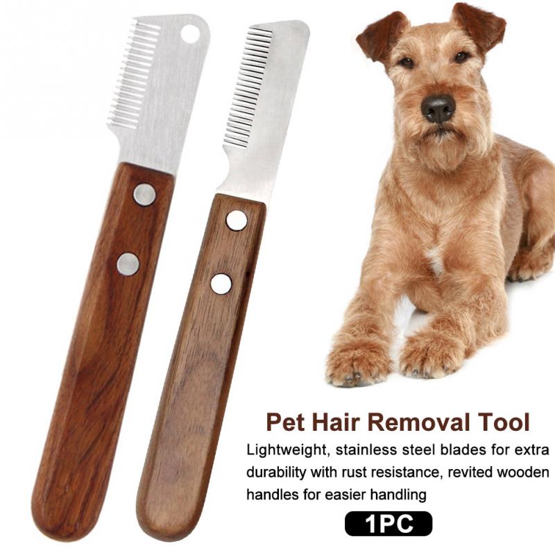 Grooming Dog Comb Stainless Steel Wooden Handle Stripping Knife Pet Hair Remover Pluck Excess Undercoat