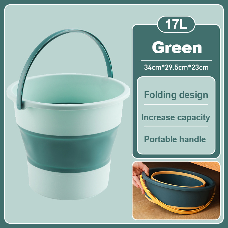 17L Portable Folding Bucket Multifunctional Thickened Silicone Bucket for Car Washing and Fishing Camping Folding Bucket