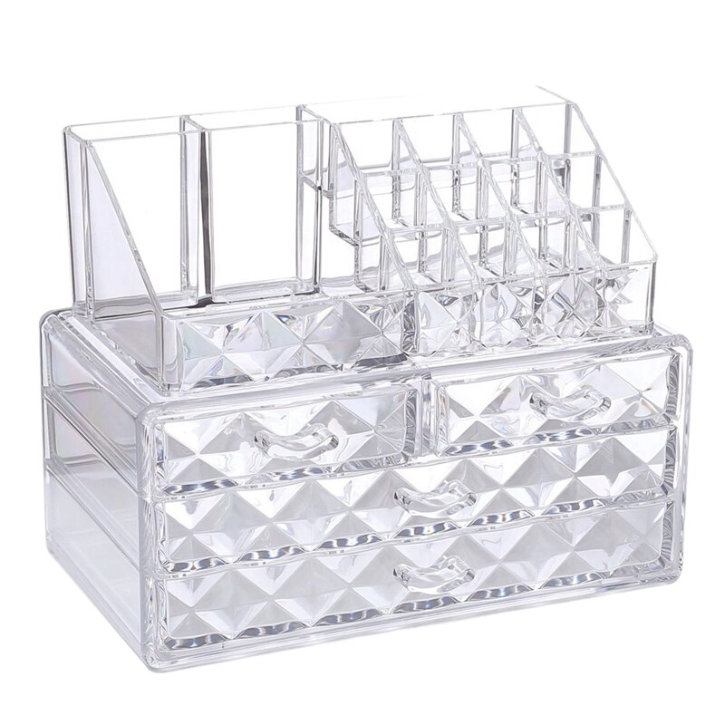 LUDA Diamond Pattern Jewelry & Cosmetic Storage Display Boxes Two Pieces Set