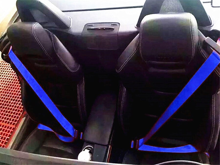 Universel blå bilsele sikkerhedssele extender forlænger spænde justerbar skulder sikkerhedssele passer til de fleste bil bus