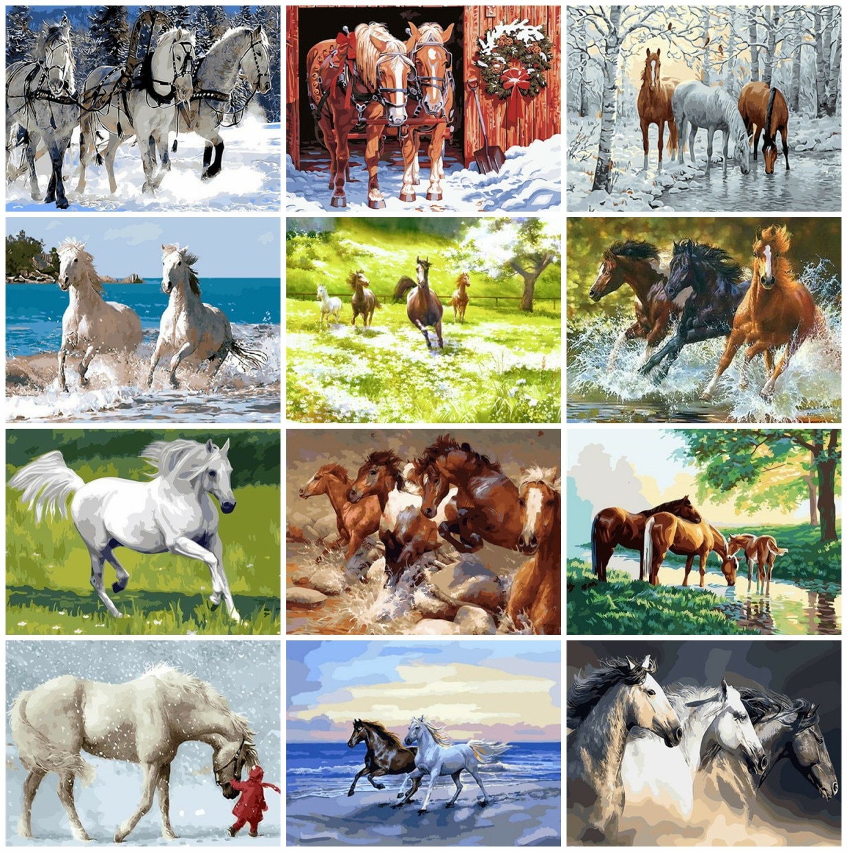 Pintura AZQSD por números, caballo, Animal, colorear por números, pintura al óleo acrílica, Kit de pintura a mano, decoración del hogar sin marco