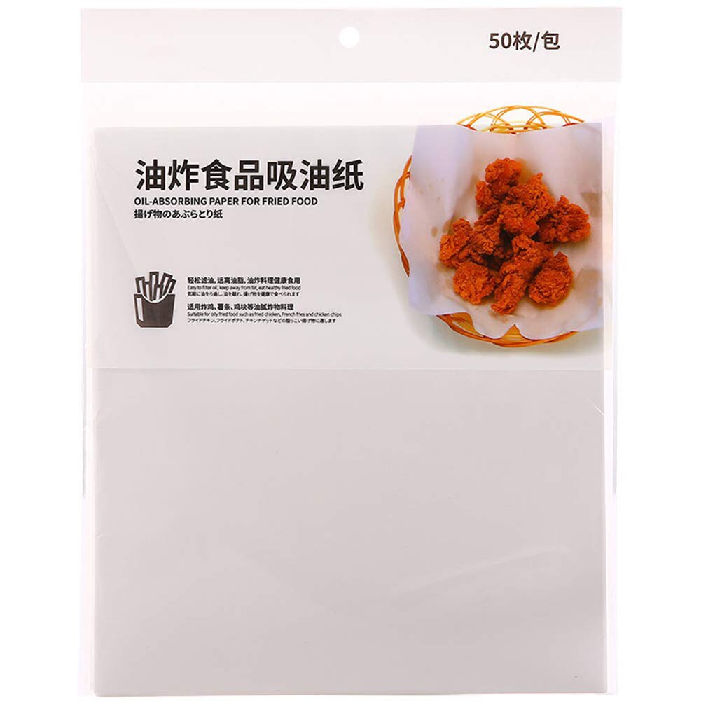 Tempura-papel absorbente de aceite para cocina, Hoja para escurrir alimentos fritos, a prueba de grasa, 50 hojas por bolsa