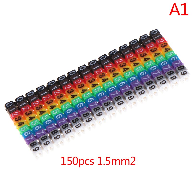 150 stk / parti c-type markørnummermærke til 2-3mm- leder kabelmarkører farverige: 1.5mm