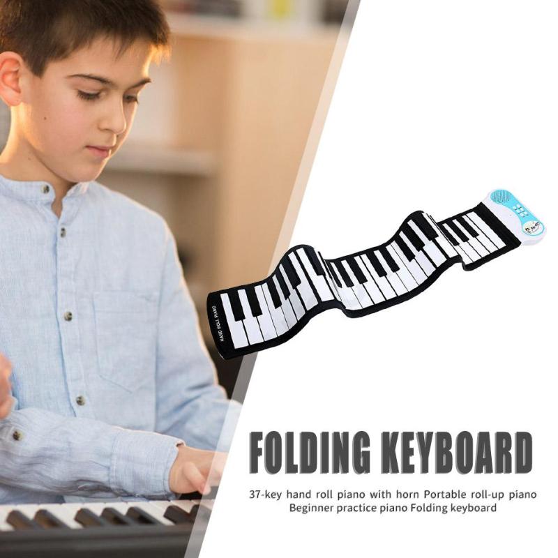 37 Keys Flexible Roll Up Piano Portable Silicone Soft Keyboard Piano w/o Battery Flexible Hand Rolled Musical Instrument