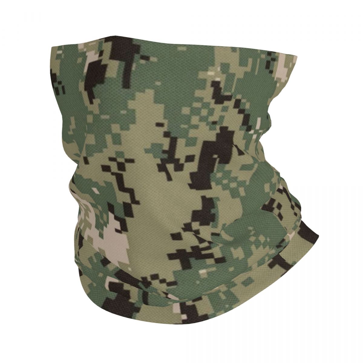 Polaina de cuello de camuflaje Digital verde NWU personalizada, protector facial UV para hombres y mujeres, pañuelo de invierno para senderismo: Blanco