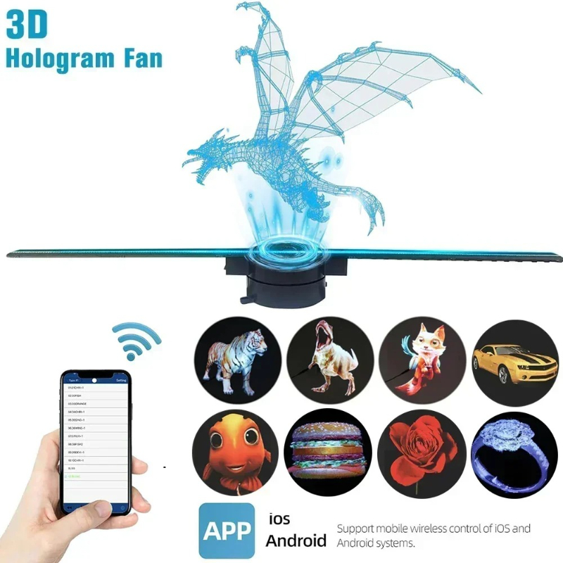 3D Hologram Fan 42CM 3D Holografische Projector Reclame Display Licht HD Holografische Projector voor Winkels Bars Party Xmas
