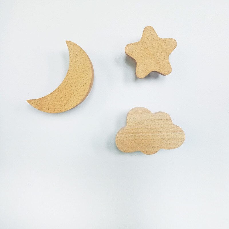 Nordic wood bond de sterren de maan wandhaak wandkapstok punch gratis houten veranda wandhangers