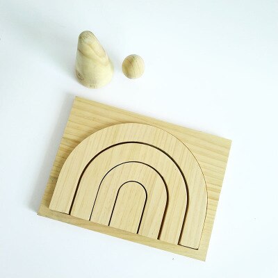 INS Nordic Children's 3D Wood Decoration Baby Puzzle intelligence Toys Rainbow Wood Block Puzzle edducational toys: wood color