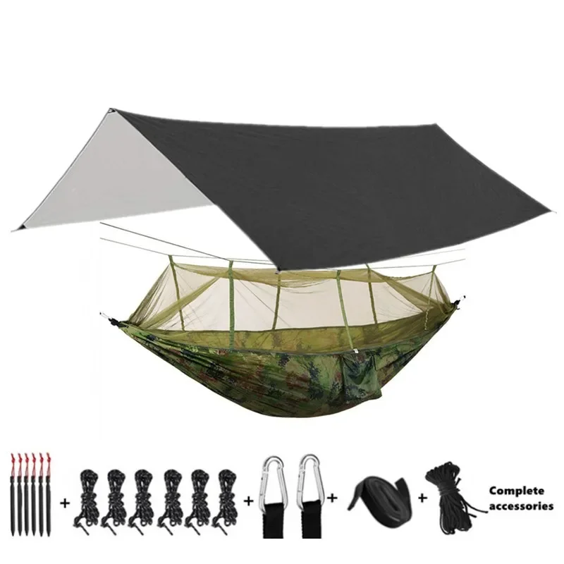 Camping Hangmatten En Accessoires, Waaronder Hangmat Met Mesh Regenvlieg Zeildoek Boomriemen Voor Buitengebruik Wandelen Backpacking Reizen: Bruin