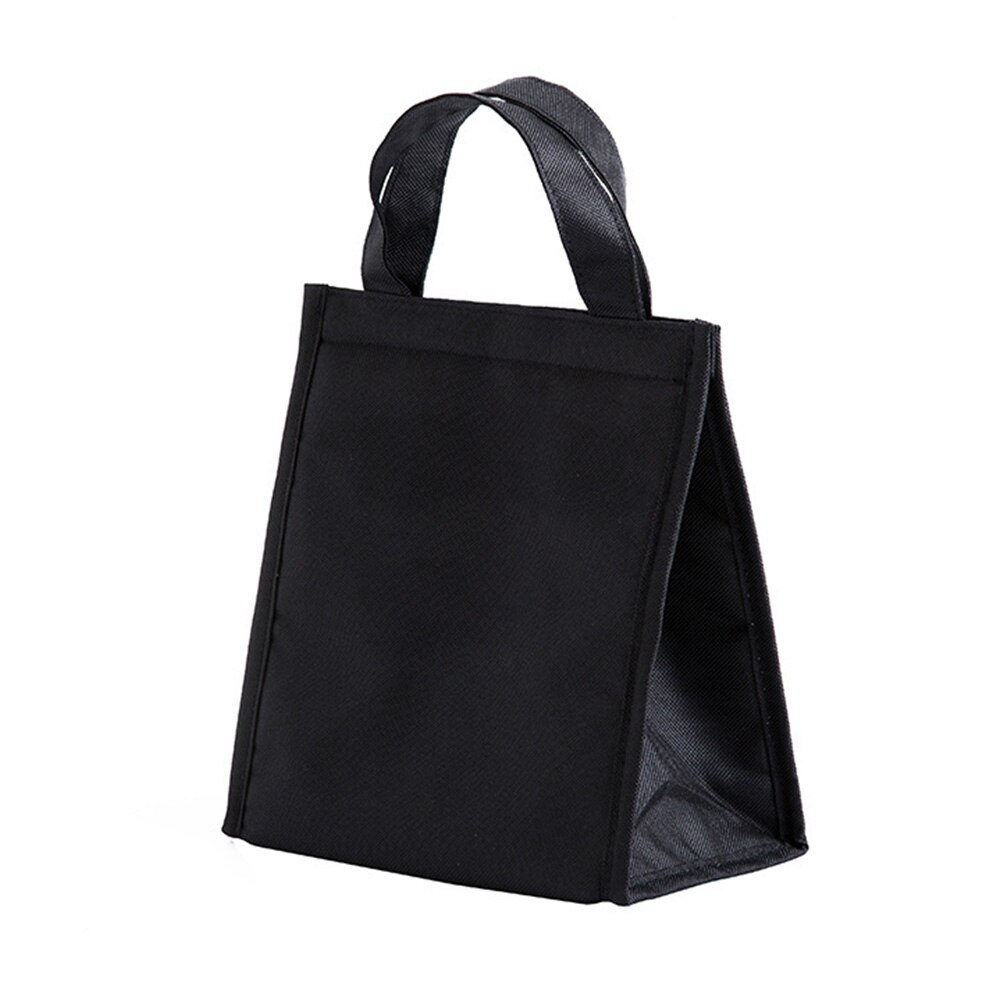 Simple style insulated lunch bag, insulated picnic aluminum foil waterproof lunch bag food preservation storage bag: Black S