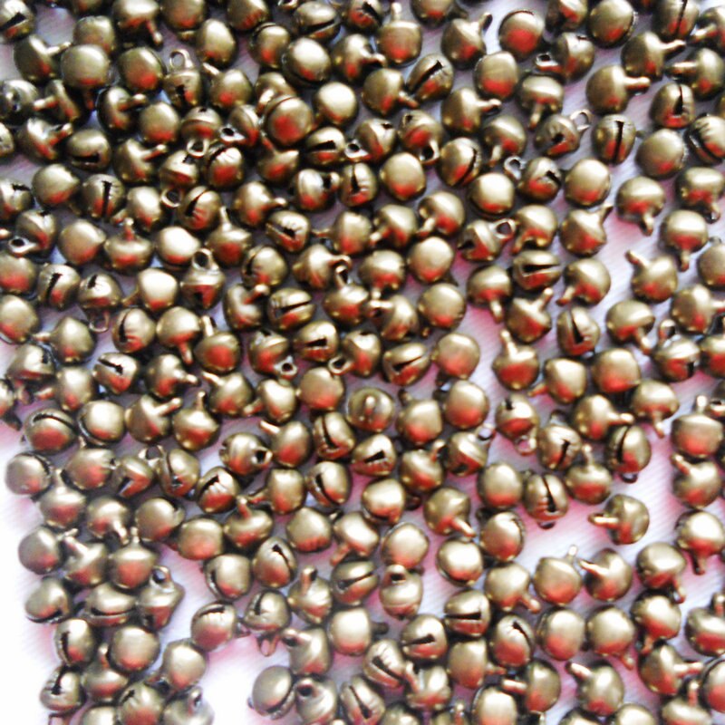 50 Stks/partij. 6Mm Antiek Brons Jingle Bells Vetersluiting Bells Kerst Diy Craft Materiaal Handgemaakte Xmas Tree Hanger Oem