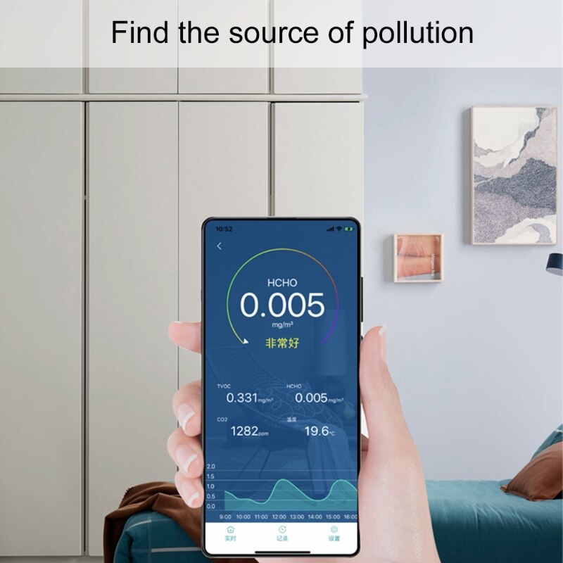 Luft telefon app monitor  co2 formaldehyd tovc kuldioxid temperatur  q84d