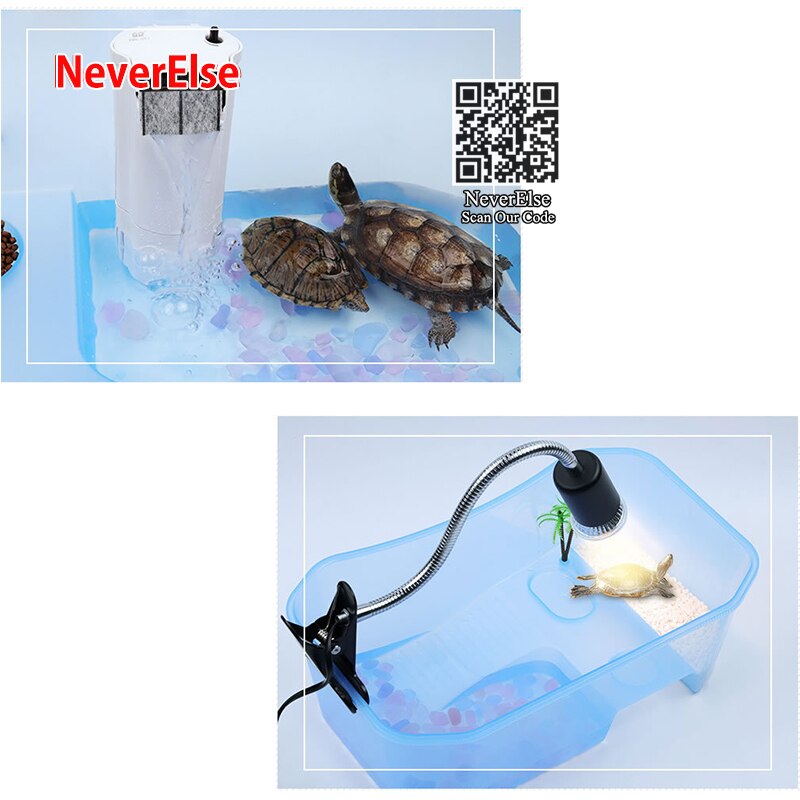 Small Tank For Reptile Habitat Turtle Tortoise Vivarium Box with Basking Ramp Aquarium Tank Climb Ramp Breeding Box, 25x17x11cm