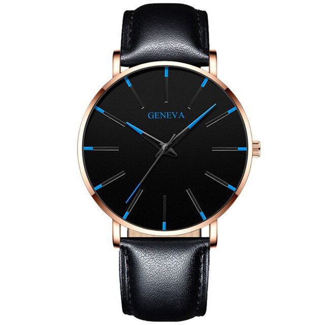 Minimalistische Mannen Mode Ultra Dunne Horloges Eenvoudige Mannen Business Roestvrijstalen Gaas Riem Quartz Horloge Relogio Masculino: P bk--Rose Blue