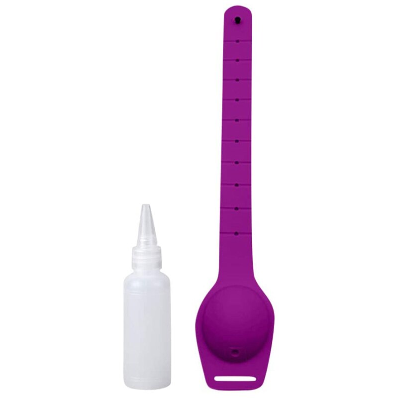 Dispensador de muñequera recargable de Gel de limpieza a mano, capacidad de 12-13ml, exprimidor pequeño ajustable DOD886: Púrpura