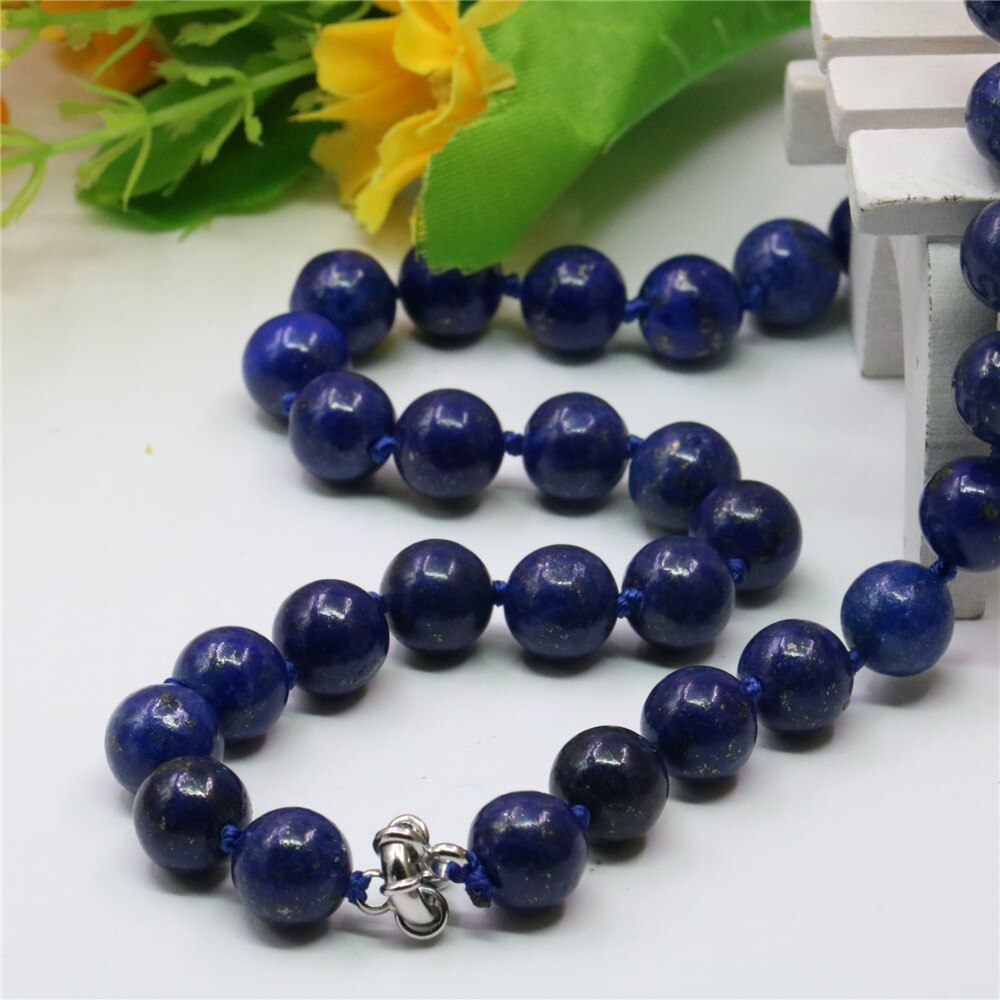 Vintage naturblå lapis lazuli sten runde perler 8/10/12mm reb kæde kvinders smykker halskæde 18 tommer  y757
