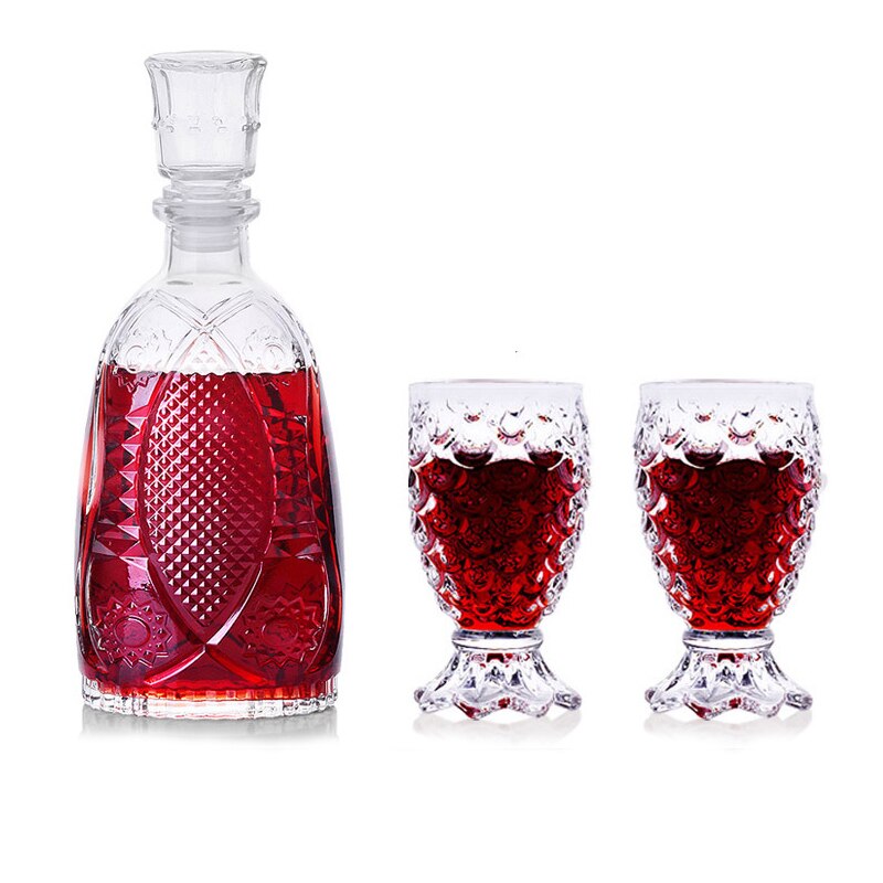 Hellodream Luxe Loodvrij Vis Vormige Whisky Karaf Set Met 2 Stuks Whiskey Glas Voor Alcohol Bourbon Scotch 3Pcs Set