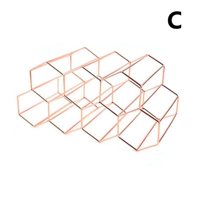 Honeycomb Wine Rack Modern Style Metal Wine Wine Ornaments Storage Rack Cooler Iron Wrought: One-size-Rose Gold