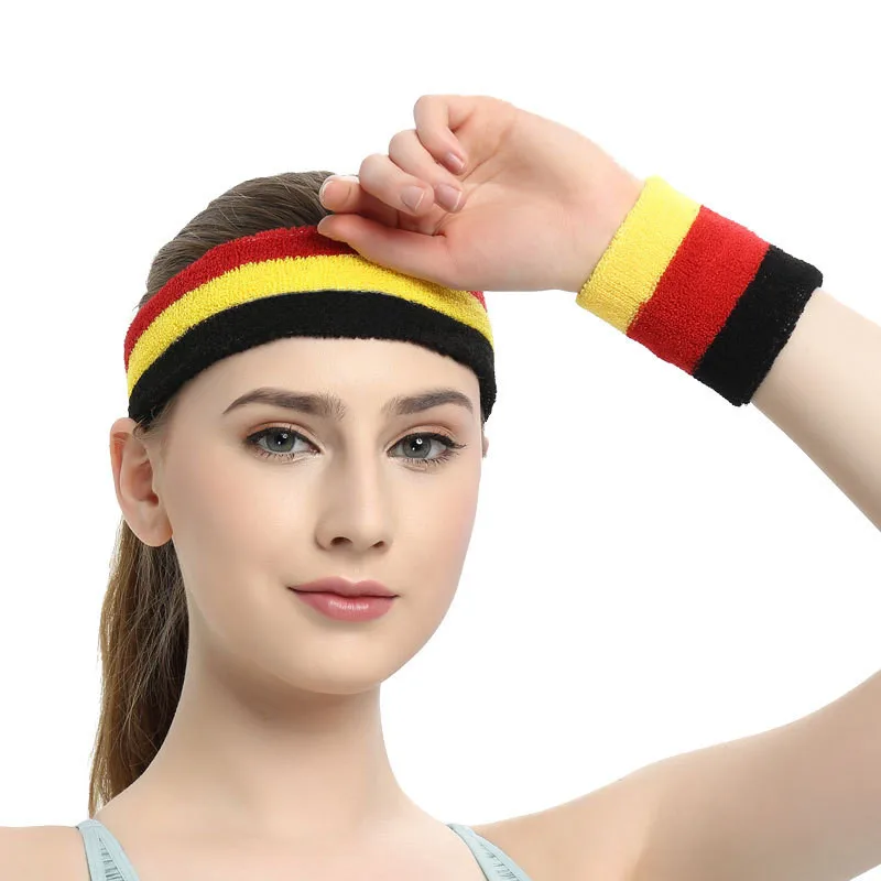 3 unids/set diadema deportiva banda para el sudor alta elástica mujeres hombres deportes al aire libre banda para el sudor diadema pulsera entrenamiento tenis diadema