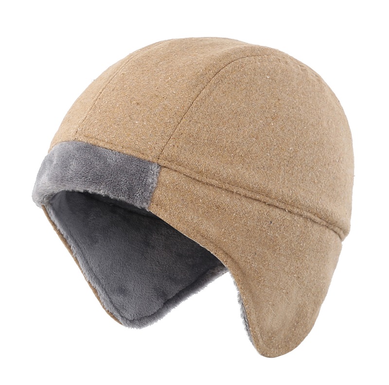 Connectyle herre kvinders vinter varm hat blød fleece foret termisk kranium hue beanie med ørebetræk vinter daglige hat: Khaki