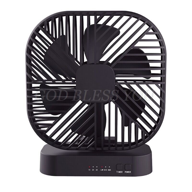 Magnetic USB Fan USB or AA Battery Powered Desk Fan with 3 Speed Timing Function: Black Standard