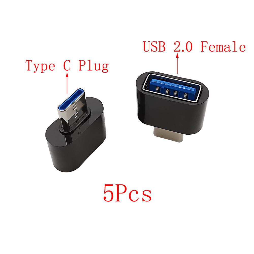 5 uds USB tipo C enchufe a USB 2,0 A hembra a Micro USB macho OTG adaptador convertidor OTG Cable conector para ratón teclado U disco: Rojo