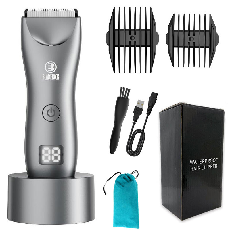 Depiladora púbica íntima para hombres, recortadora de ingle eléctrica, afeitadora masculina para áreas sensibles, maquinilla de afeitar de seguridad impermeable, vello corporal: Rojo