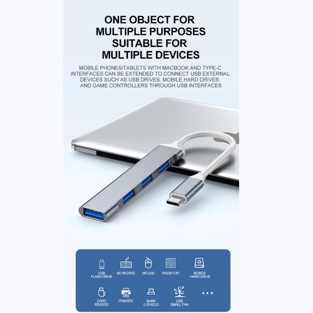 Adaptateur répartiteur multi-ports HUB USB 3.0 4 en 1, haute vitesse, USB 3.0/Type C à 4 USB OTG, pour Macbook Pro, accessoires pour ordinateur portable