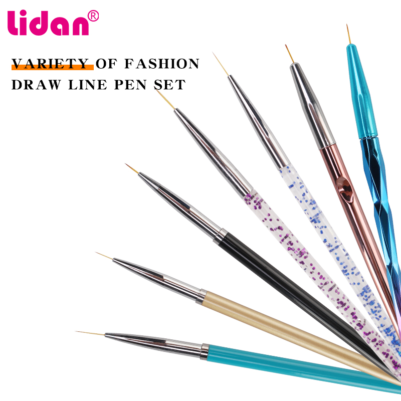 Stylo à ongles en métal, 3 pièces/lot, stylo à dessin, Gel, grille, lignes, rayures, peinture, manucure, vernis à ongles