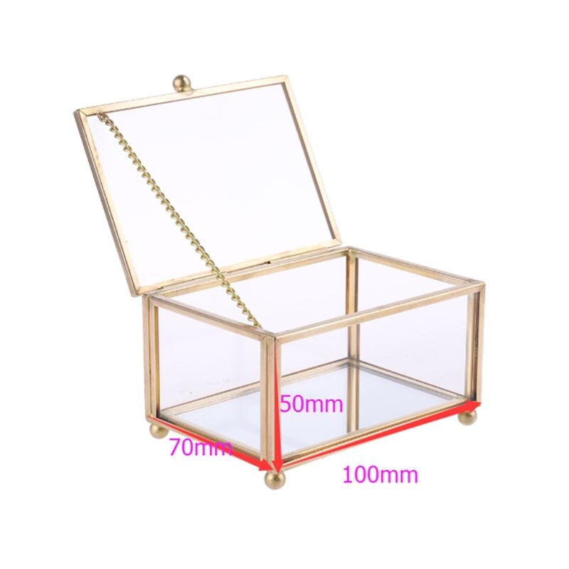 Rustik vielsesring æske geometrisk gennemsigtigt glas smykker display opbevaring hold