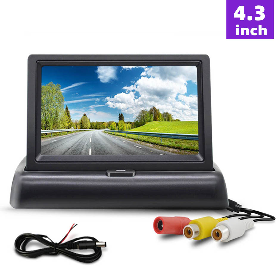 monitor samochodowy HD 4.3/5 cali, składany wyświetlacz LCD HD robić parkowania, robić pojazdów, ciężarówek, vanów, kamperów, kamera cofania.: Srebrny