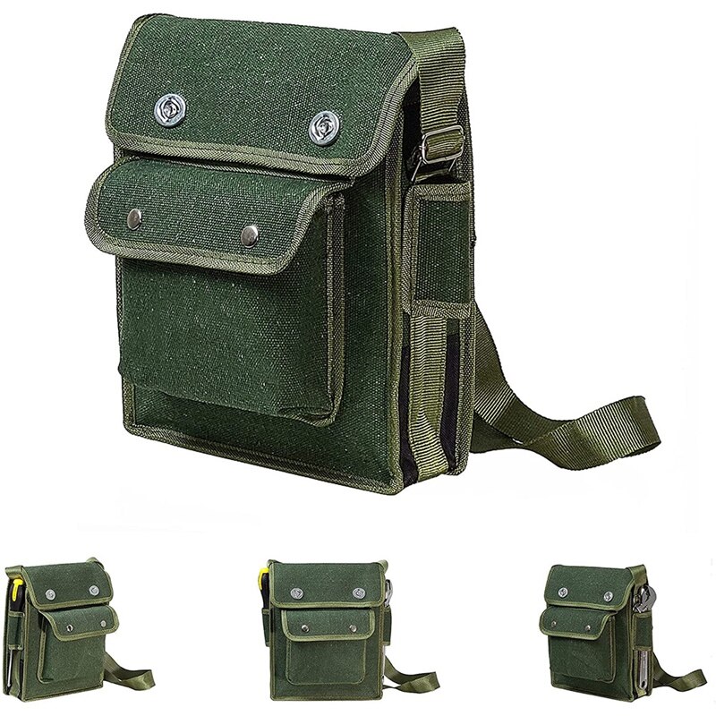 ! Canvas Tool Bag, Shoulder Strap Small Tool Pouch, Maintenance Lineman Garden Wrench Screwdriver Organizer Bag